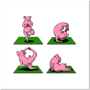Pig Yoga Workout Poses Posters and Art